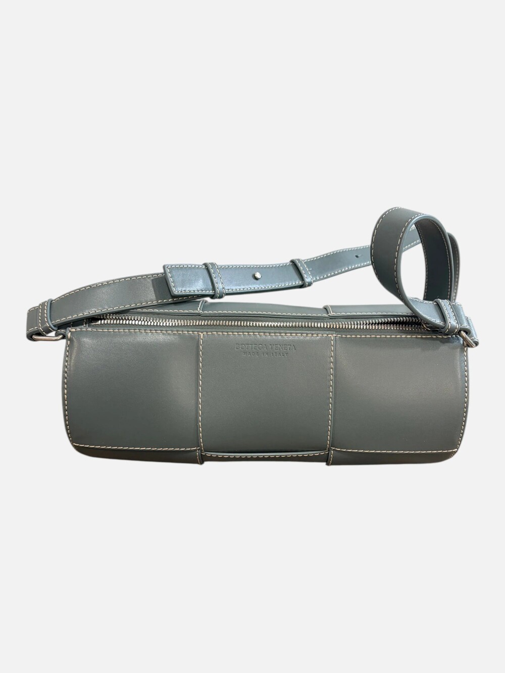 7046 - Bottega Veneta Medium Canette Barrel Crossbody in Gray - NWT